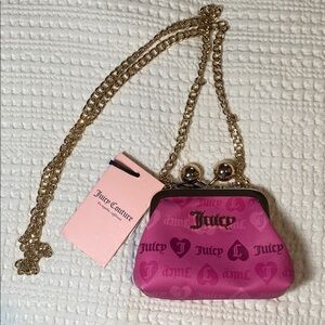 NWT Juicy Couture mini hot pink Kiss Lock bag with Gold Chain💕